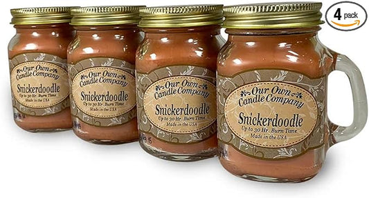 Snickerdoodle Scented Mini Mason Jar Candle by Our Own Candle Company, 3.5 Ounce (4 Pack)