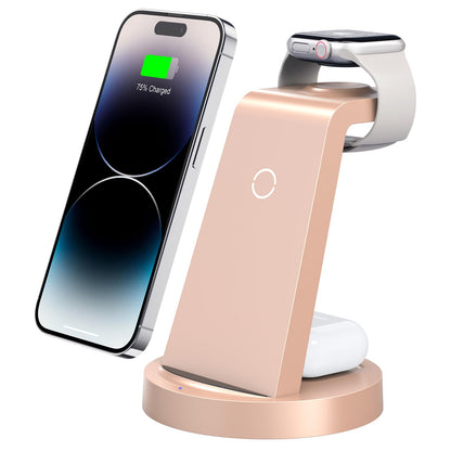 3 in 1 Charging Station for iPhone, Wireless Charger for iPhone 17 16e 16 15 14 13 12 11 X Pro Max & Apple Watch - Wireless Charging Station for AirPods 4 3 Pro