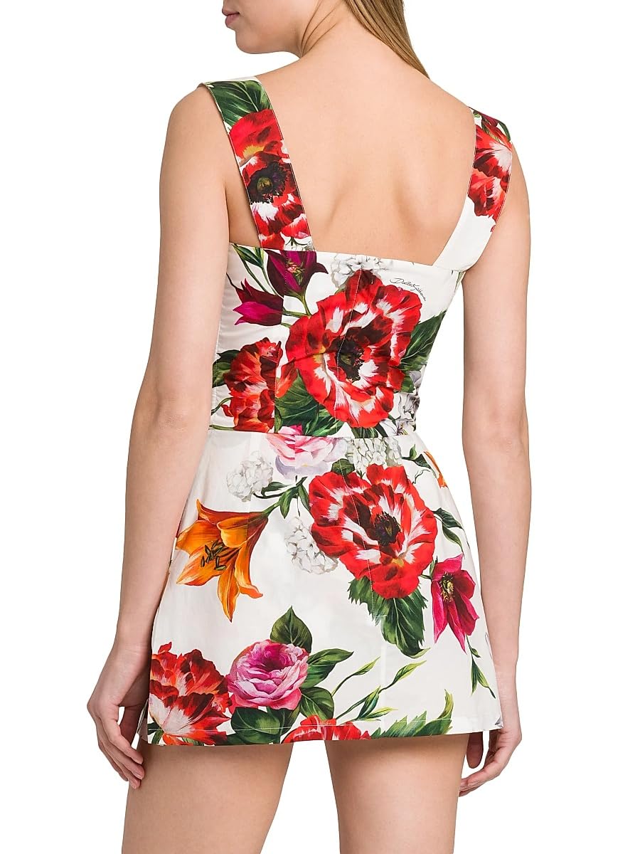 Dolce&Gabbana, Rafia Fiori Floral Cotton Poplin Minidress, 44 (8), White Print Flower