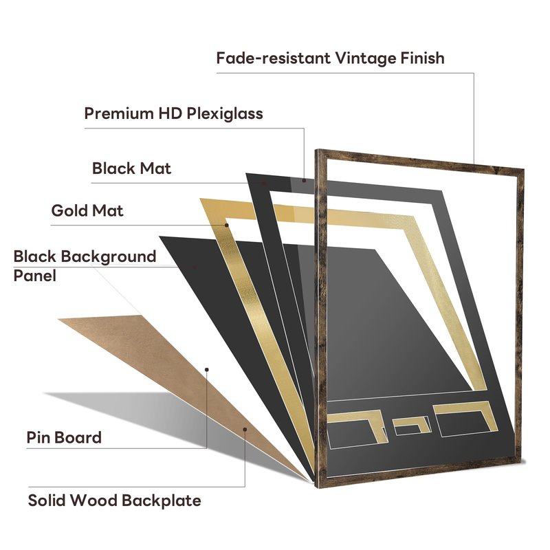 ASmileIndeep Jersey Frame Display Case, Large Shadow Box with 98% UV Protection Acrylic, Two Photo Frame One Signature Jersey Frame for Baseball Basketball Hockey Uniform, Vintage