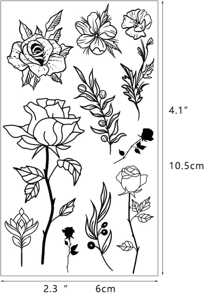 GLARYYEARS 150+ Pattern Black Tiny Temporary Tattoo, Hands Face Halloween Tattoo Sticker for Men Women, Flower Space Moon Snake Designs Body Art on Arm Neck Shoulder Clavicle Waterproof