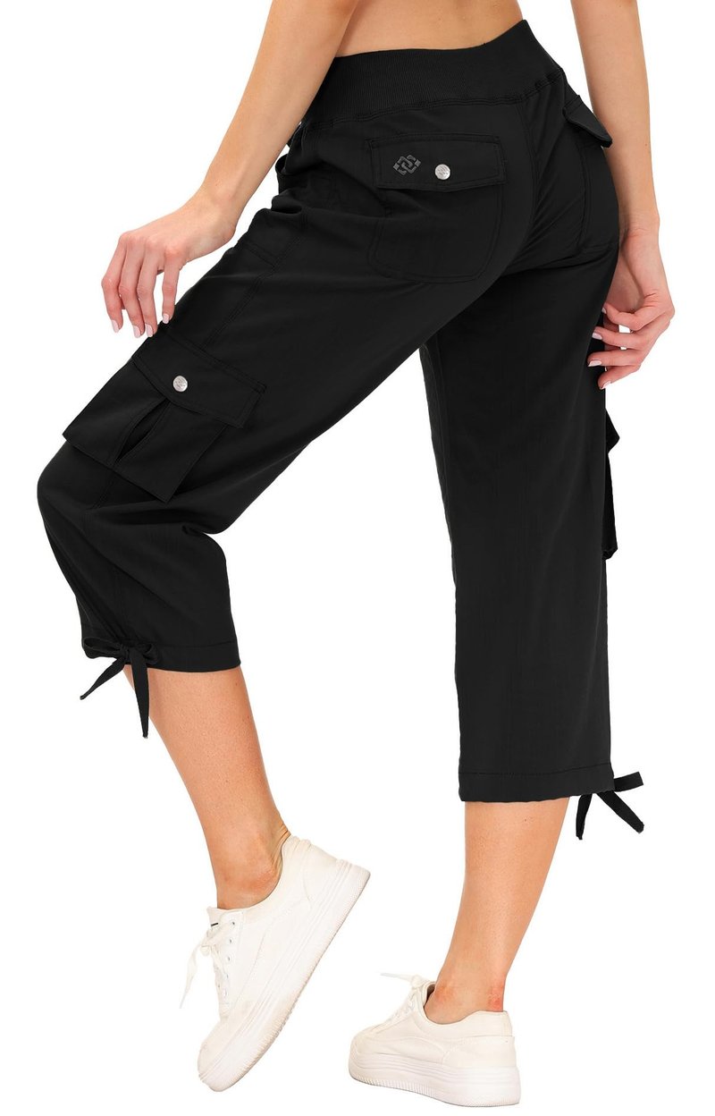 MoFiz Hiking Cargo Shorts for Women Outdoor Quick Dry Athletic Shorts for Boating Camping with Pockets Black