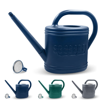 2 Gallon Watering Can, Outdoor Watering Can for Plants, Garden Water Can with Removable Long Spout and Stainless Steel Sprinkler Head, Large Water Can for Greenhouse Flowers Plants (Dark Blue)