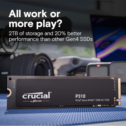 Crucial P310 1TB SSD M.2 2280 NVMe PCIe Gen4 Internal Gaming SSD, Up to 7,100MB/s, Laptop & Desktop (PC) Compatible, Solid State Drive - CT1000P310SSD801