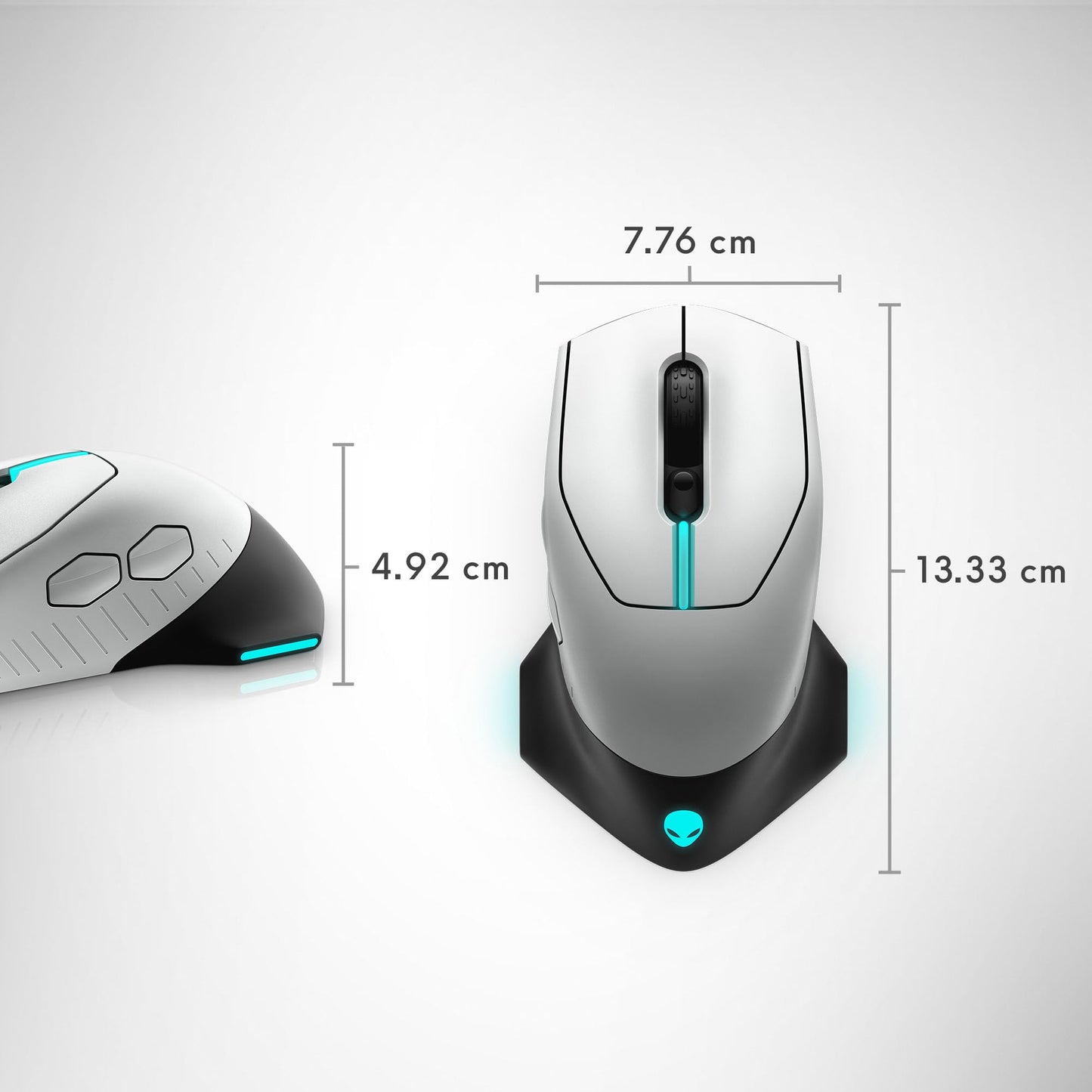 Alienware Wired/Wireless Gaming Mouse AW610M - 16000 DPI Optical Sensor, 350 Hour Rechargeable Battery, 7 Buttons, 3-ZONE 16.8m AlienFX RGB Lighting, Ergonomic - Dark Side of the Moon