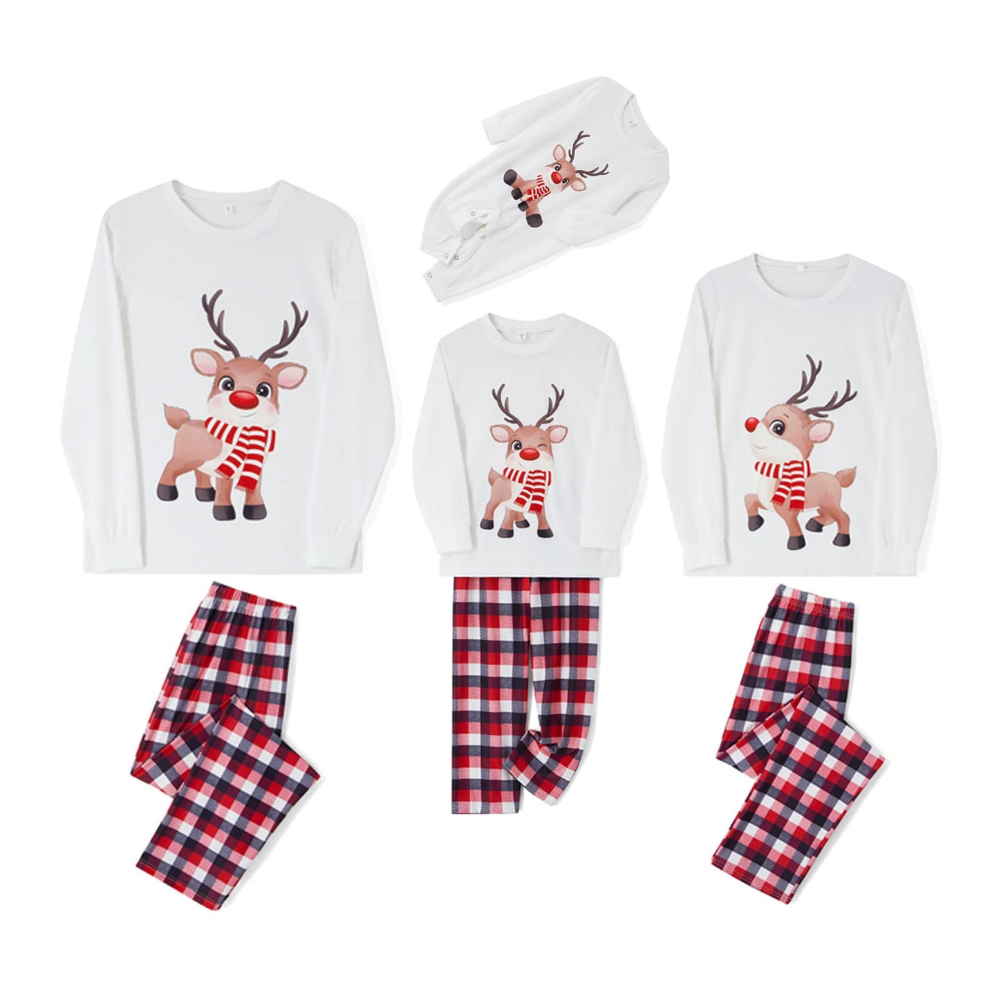 OAKFashion Christmas Family Pajamas Holiday Christma Pajama Family Matching Pjs Set Cute Sleepwear Elk Xmas Jammies for Couples Youth(#A311, Baby, 3 Months)