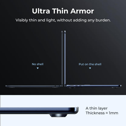 EooCoo Case compatible for Macbook Air M4 15 inch A3241 2025 M3 A3114 2024 M2 A2941 2023 Release [Presents Original Texture] Ultra-thin Plastic case Protective Hard Shell Matte Cover - Frost Midnight