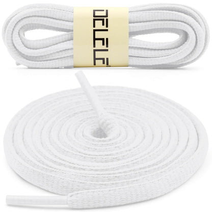 DELELE 2Pair Oval Shoes laces 42 Colors Half Round 1/4" Athletic ShoeLaces for Sport/Running Shoes Shoe Strings White -45 inch