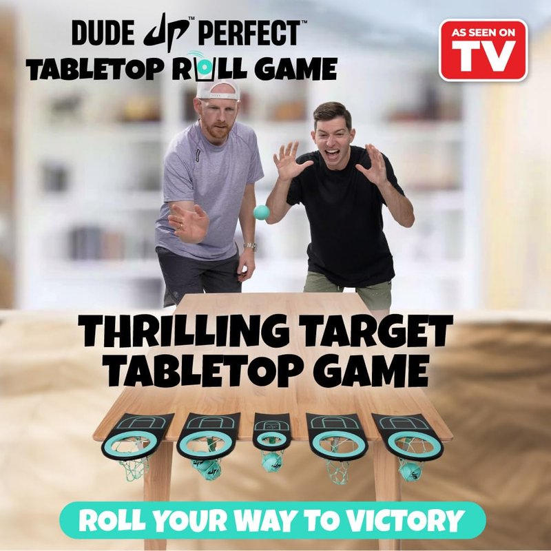 Dude Perfect Sticky Tic Tac Toe & Tabletop Roll Set | Indoor & Outdoor Games, Perfect Fun for Family Game Night & Parties, Birthday for Children, Kids & Adults | Ages 4+ & 6+ (Single)