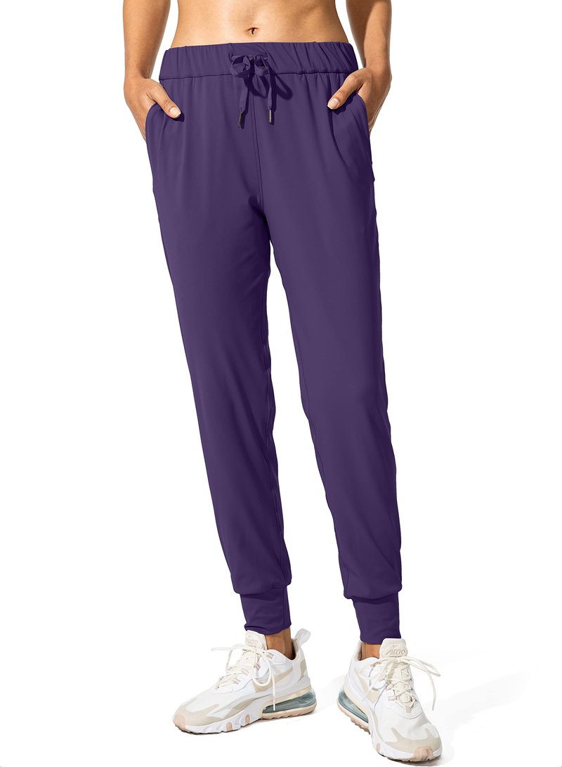 SANTINY Women's Joggers Pants Pockets Drawstring Running Sweatpants for Women Lounge Workout Jogging(Deep Purple_XS)