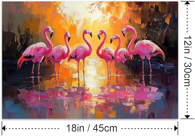 Yesad Flamingo Wall Art, Flamingo Canvas Wall Art Prints Tropical Pictures Poster Wall Décor for Living Room Bedroom Office Animal Lover Gift Home Decorations (Unframed,18”x12”, Flamingo)