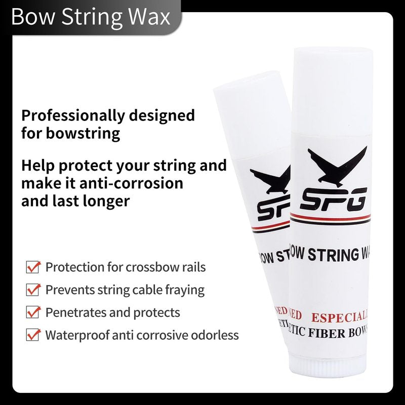 Archery Bow String Wax & Brush Set - 6 Pcs with 3 Replacement Brushes for Compound & Recurve Bows