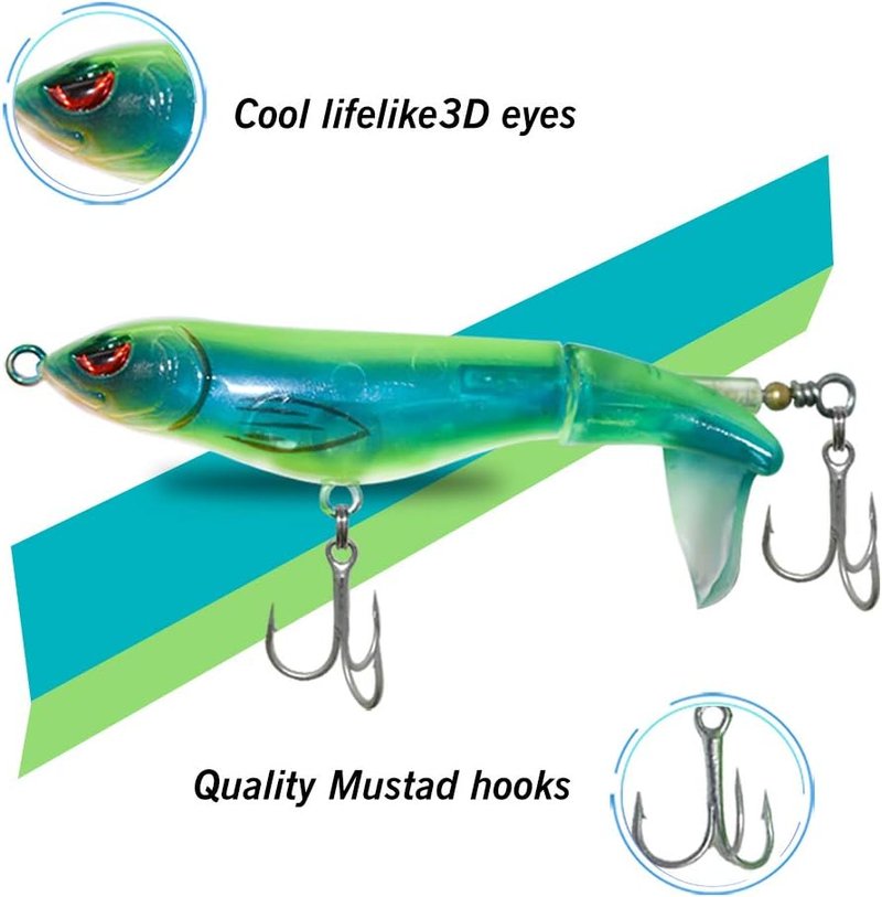 Plopper Topwater Fishing Lure - 4.3-Inch Floating Bait with Rotating Tail for Freshwater & Saltwater Pike and Bass