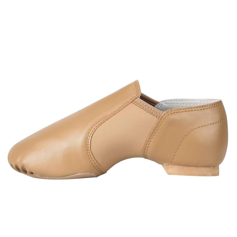 Linodes Unisex 006 PU Leather Upper Slip-on Jazz Shoe for Women and Men's Dance Shoes-Brown 4.5M