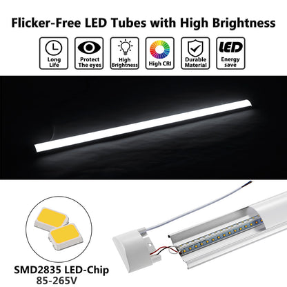 Bellanny 40W LED Batten Lights, 4ft LED Tube Light, 6500k Daylight White Ceiling Surface Mounted Light, 4800LM 180 °Beam Angle Ceiling Light for Office, Bathroom, Kitchen (2 Packs)