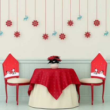 MSQ 4PCS Christmas Chair Covers, Santa Claus & Snowman Red Hat Xmas Chair Back Covers Dining Chair Slipcovers for Xmas Festive Home Dinner Table Chairs Decoration Kitchen Party Decor