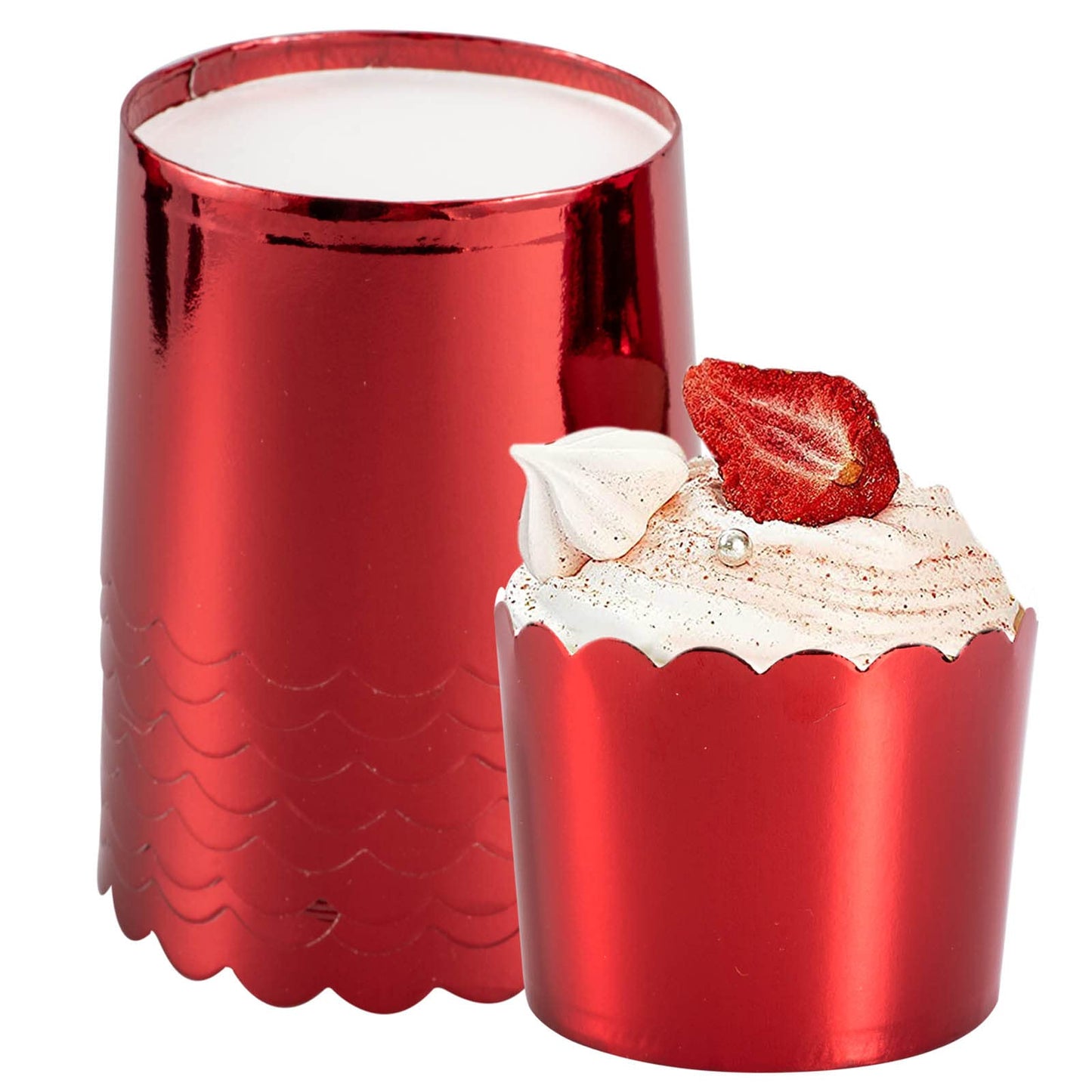 Paper Baking Cups, 50pcs Cupcake Liners Red Muffin Liners Greaseproof Disposable Bulk Cupcake Wrapper, 6 oz Standard Jumbo Muffin Cups for Halloween Christmas Parties by Dootafy