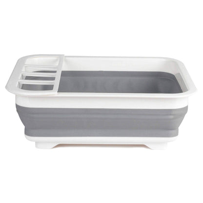 Beldray LA031051 Collapsible Dish Drainer - Plastic Sink Drying Rack With Cutlery Divider, Foldable For Compact Storage, Durable For Plates, Cups, Pots & Pans, Space Saving For Camping, Caravans