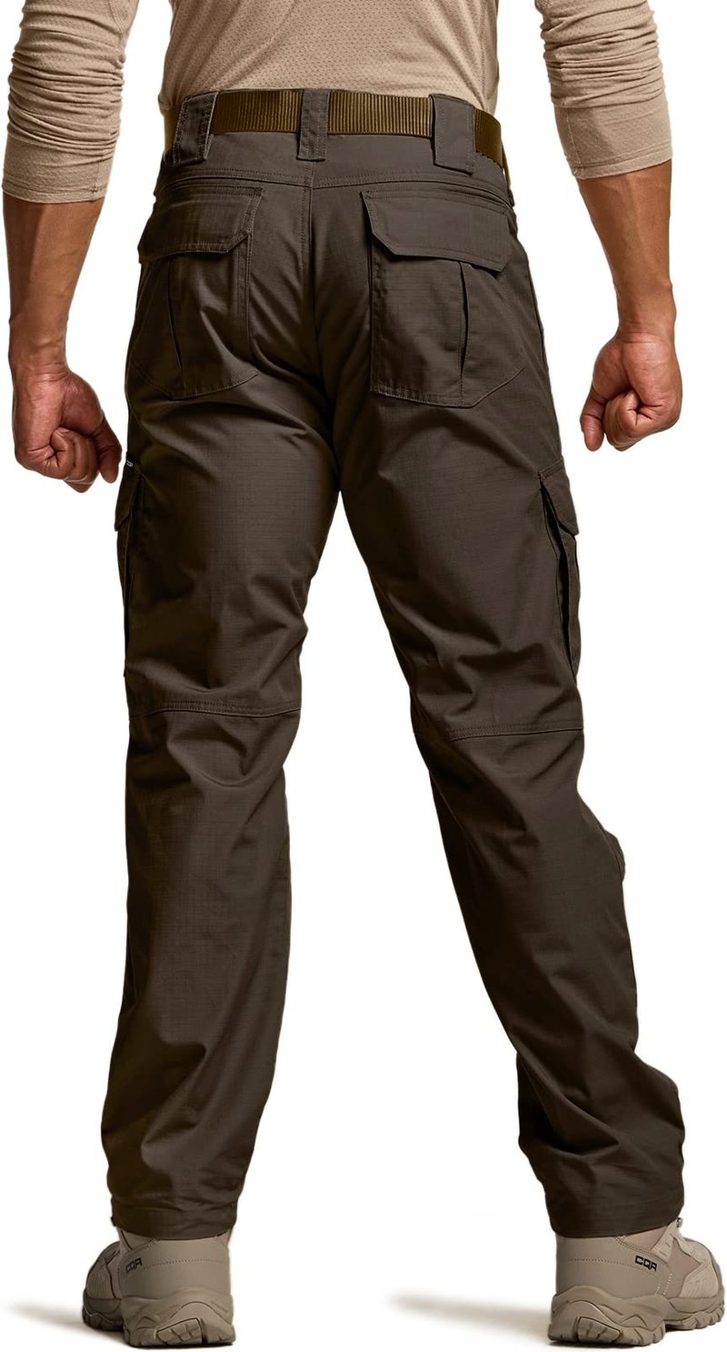 CQR Men's Tactical Pants, Water Resistant Ripstop Cargo Pants, Lightweight EDC Work Hiking Pants, Outdoor Apparel, Duratex Mag Pocket Dark Brown, 40W x 32L