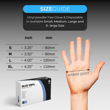 eatasty Disposable Gloves, Size M, Pack of 1000, Blue Vinyl Gloves, Powder Free, Latex Free, Comfortable Fit, Suitable for Food Handling, Cleaning, Hairdressing & Multi-Purpose Use
