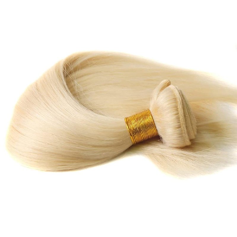 613 Bundles Human Hair Extensions 100g/Bundle 613 Color Real Human Hair Extensions For Women Light Blonde Color Human Hair Bundles 2-3set Can Be Full Head (Straight Hair, 18 Inch)
