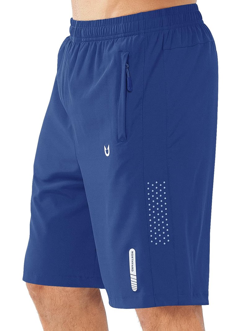 NORTHYARD Men's Athletic Running Shorts Gym Workout 7"/9"/5" Quick Dry Lightweight Sports Basketball Tennis 3 Zipper Pockets ROYALBLUE-9inch L