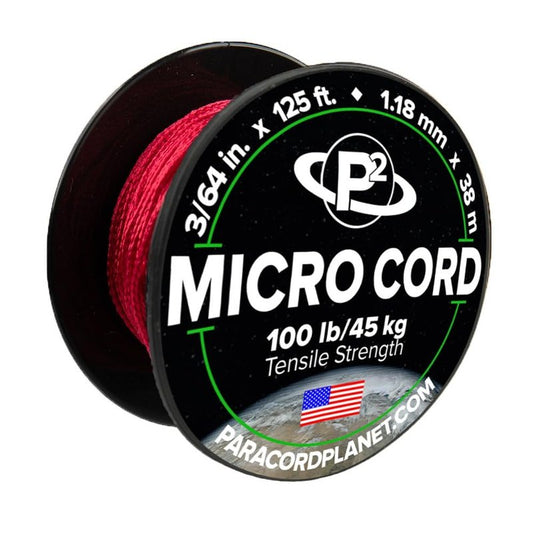 Paracord Planet Micro Paracord – Thin Braided Cord for Crafting, Fishing, and DIY Projects in 125 ft Spools – Raspberry Red