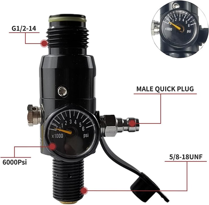 Paintball Tank System - 48ci HPA Aluminum Air Tank | 3000psi Input, 800psi Output, Flat Bottom Design
