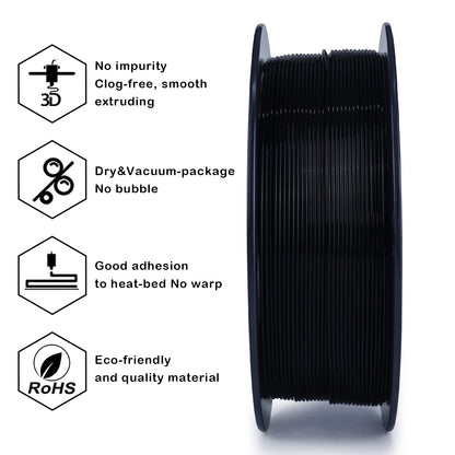 ZIRO PLA Filament 1.75mm, 3D Printer Filament PLA PRO Basic Color Series 1.75MM 1kg (2.2lbs), Dimensional Accuracy +/- 0.03mm, Black