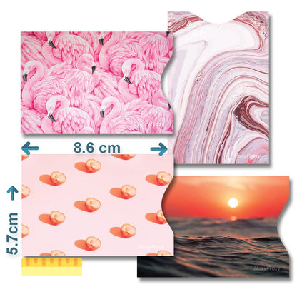 8 RFID Blocking Sleeves, Anti-Theft Credit Card Holder, Credit Card Protector, Easy to Recognize, Different Designs and Arts, Red and Pink, Sturdy and Perfect size for cards