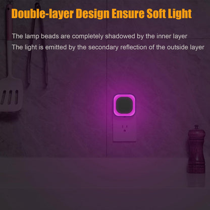 2 Pack Plug in Amber Night Light, Auto Dusk to Dawn, Soft Glow, Dimmable, Diffused Light, LED Lights for Bedroom, Kids, Bathroom, Sleep, Baby Nursery, Toddler, Hallway, Kitchen, Home Decor