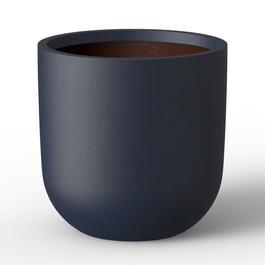 Kante 11.0" Round Concrete Planter, Large Cylinder Plant Pot with Curved Bottom and Drainage Hole, for Indoor and Outdoor Use – Garden or Patio, Charcoal Finish with Painted Interior