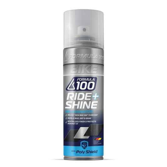 Formula 100 Ride + Shine Bike Finish Protectant and Rejuvenator – For Bicycles, Electric Bikes & eMotos – Protects Against UV Rays, Dirt, Dust & Grime + Repels Water, Mud & Salt
