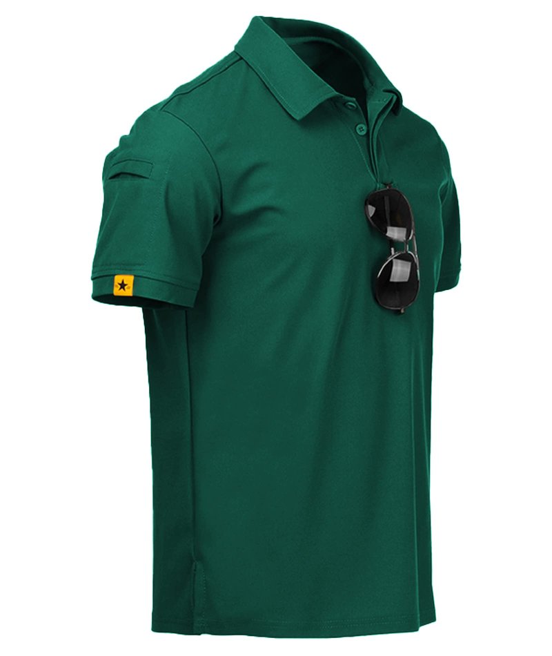 ZITY Mens Polo Shirt Short Sleeve Sports Tactical T-Shirt Athletic Golf Polos Daily Casual Stylish Collared Shirts for Men Forest Green Large