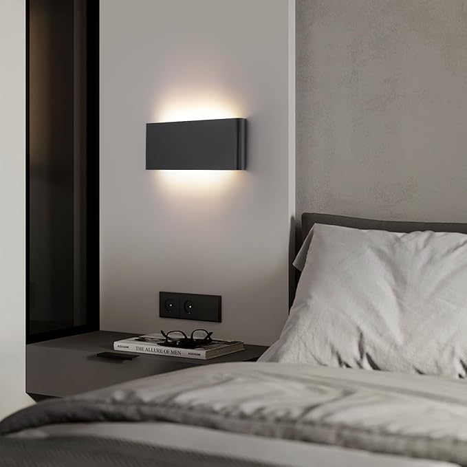 11"Modern LED vanity light,15W Dimmable 5 CCT (3000K-6500K) Adjustable Wall Lamp,Up and Down Wall Lighting,Indoor Wall Sconce for Bedroom,Staircase,Hallway,Dressing Table, 1Pack（Black）