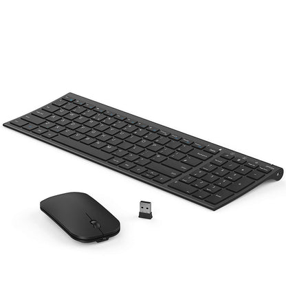 seenda WGJP-031B Wireless Keyboard Mouse Set, Ultra Thin Compact Rechargeable Aluminum Silent Computer Keyboard & Mouse Combo UK QWERTY Layout for Office, Home, Business, Black