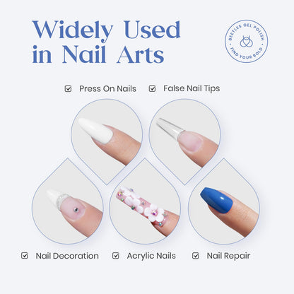 Beetles Press On Nail Glue Quick-Drying 10ml Super Strong Nail Glue, Brush on Glue for Acrylic & Fake Nails, No Uv Light Needed, Long Lasting Fall Halloween Nails, DIY Home Manicure