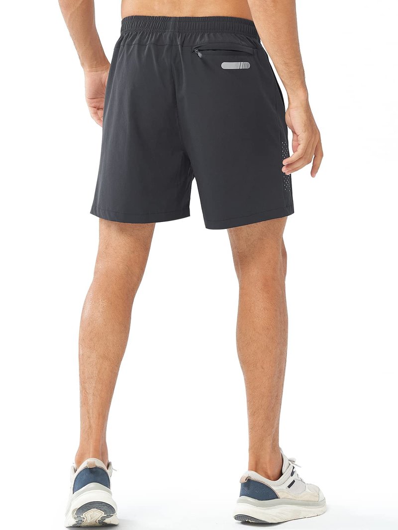 NORTHYARD Men's Athletic Running Shorts Gym Workout 7"/9"/5" Quick Dry Lightweight Sports Basketball Tennis 3 Zipper Pockets DARKGREY-5inch M
