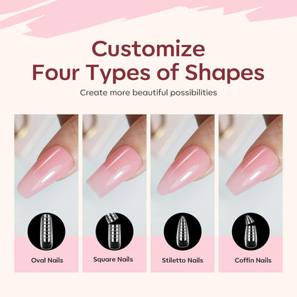 modelones Poly Gel Nail Kit 6 Colors with 8 W Nail Lamp Extension Gel Kit Jelly Milky White Pink Nude Complete Tools Beginner Thickening Solutions DIY at Home for Women