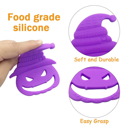 Anditoy 4 Pack Halloween Teething Toys Halloween Teether for 3-12 Months Baby Toddlers Halloween Treat Bags Gifts