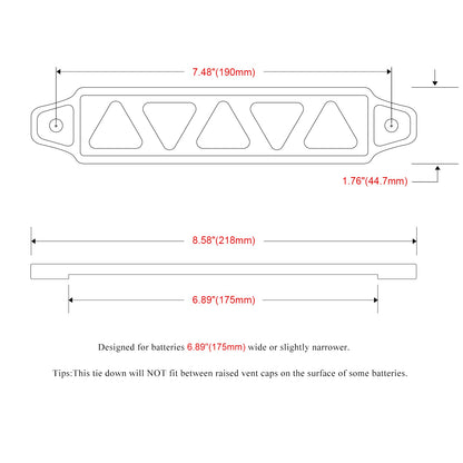 ARONOVA Battery Hold Down Sets,With Billet Aluminum Battery Tie Down Bracket and 18-8(304) Stainless Steel J bolts (Red, 10 inch bolts)