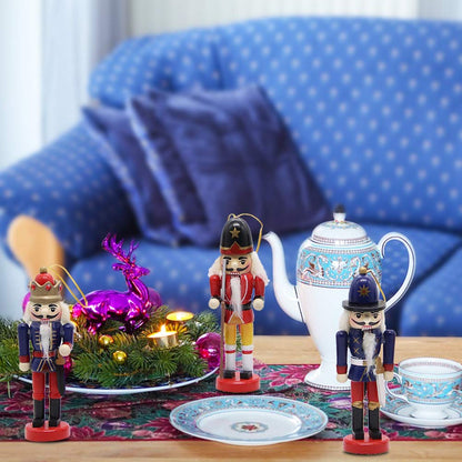 Joliyoou Wooden Christmas Nutcracker, 6 Pcs Mini Soldier Figurines 5.1 inch Ornaments for Xmas Gifts