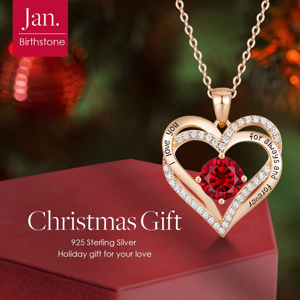 CDE Valentine's Day Gift Forever Love Heart Necklaces for Women, Wedding Anniversary, Birthday Mothers Christmas Day Gifts for Mom, Mother, Wife, S925 Silver Jewelry with Birthstone Pendant
