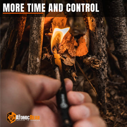 Fire Starter Wick for Campfires - Firewand Survival Tool Serves as a Waterproof Match - Easy to Light with Flint and Steel - Extinguish The Flame Inside The Wand's Tube- 39" Tinder Rope for Long Burn