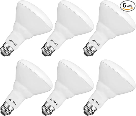 LUXRITE 6-Pack BR30 LED Bulb, 65W Equivalent, 4000K Cool White, Dimmable, 650 Lumens, LED Flood Light Bulbs, 8.5W, Energy Star, E26 Medium Base, Damp Rated, Indoor/Outdoor - Living Room and Kitchen