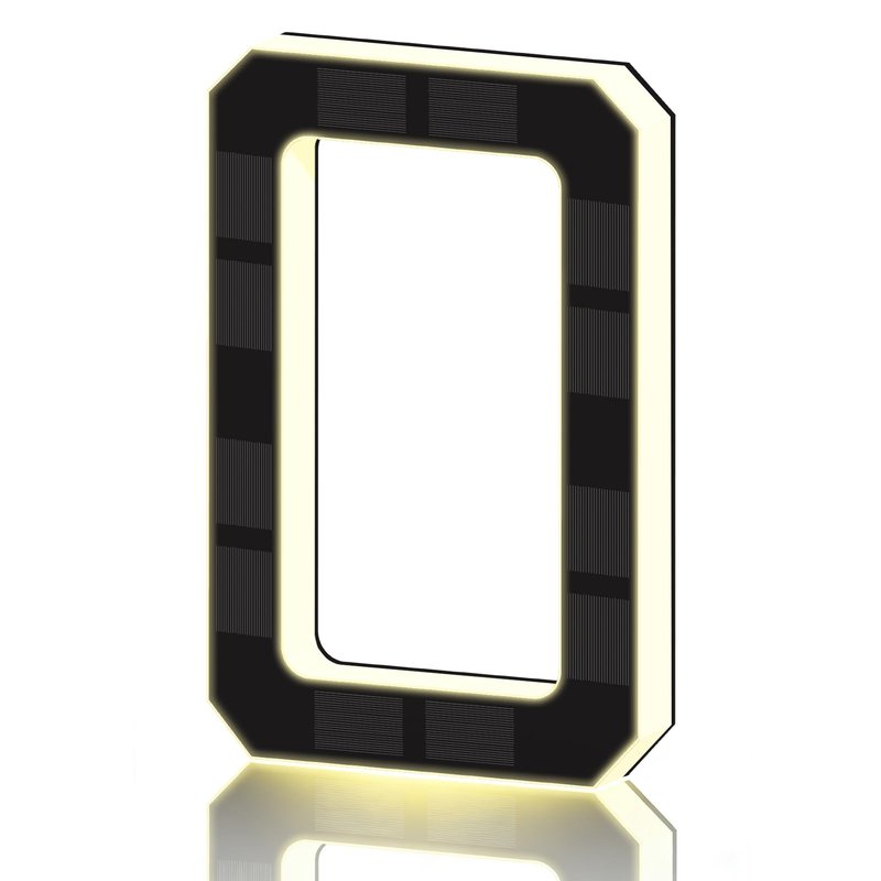 2026 New Solar House Numbers for Outside, Light Up Address Numbers for House, No Drill Adhesive or Screw Mount, IP65 Waterproof LED Illuminated Modern Address Sign, Dusk to Dawn (0, 6.7 inch)