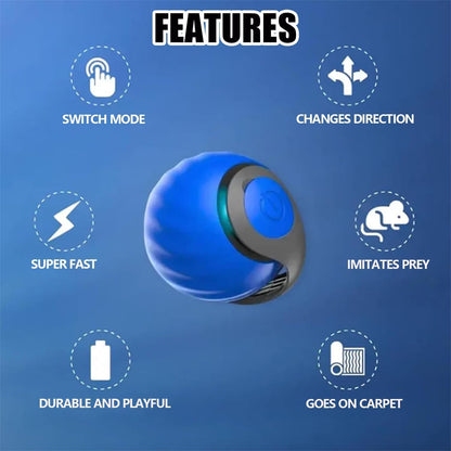 FXBUAF Speedy Tail 2.0, Automatic Moving Cat Toy Ball with Tail, Smart Interactive Cat Toy Ball, Two Speed Adjustment(Orange + Blue)