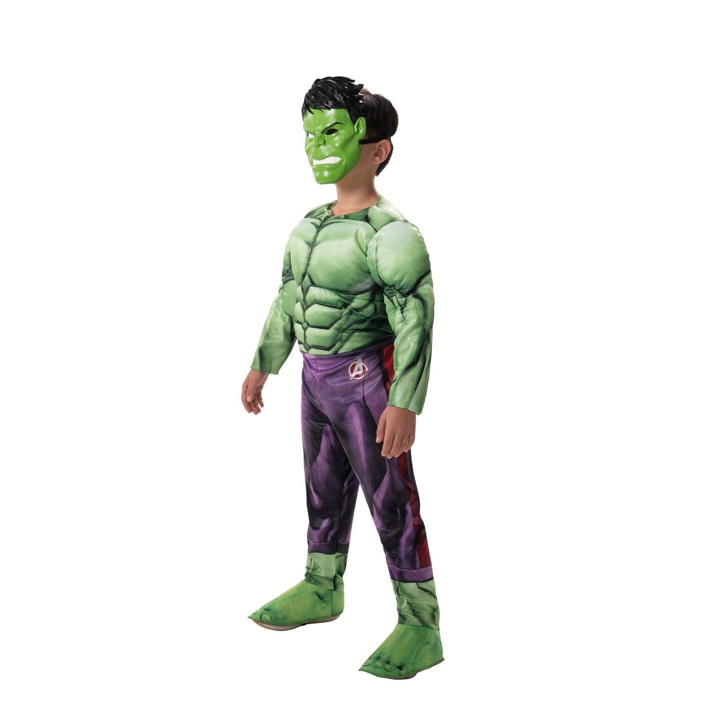 Marvel Hulk Official Youth Halloween Costume - Premium Quality Padded Jumpsuit with Plastic Mask (Size Small) Green