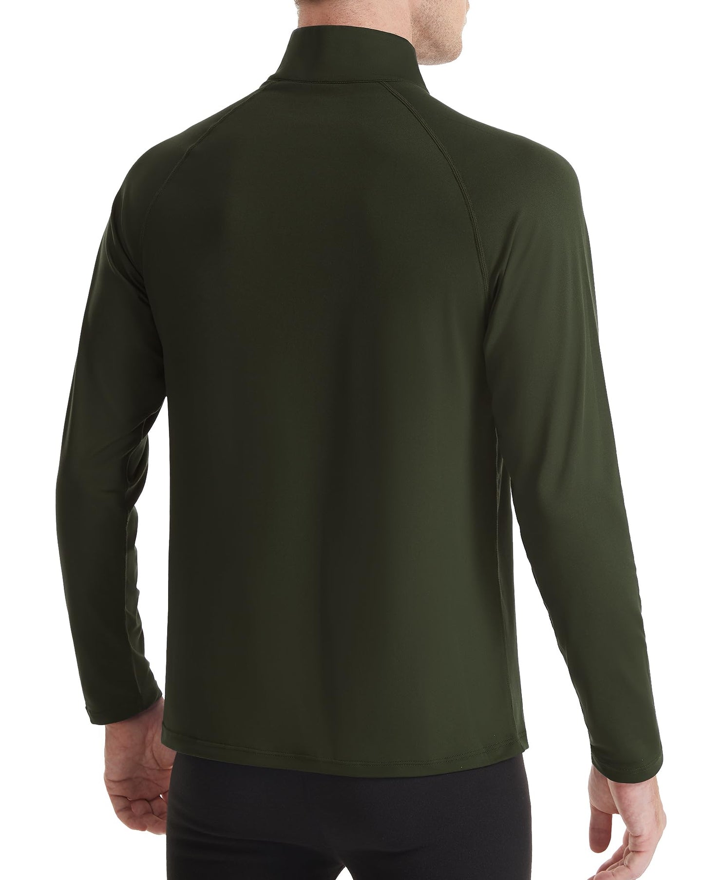 Runhit Men's Quarter Zip Fleece Pullover Thermal Running Shirts Lightweight Sweatshirt Long Sleeve Polo Shirt Green L