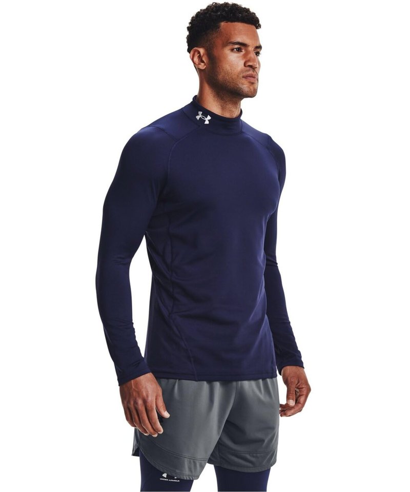 Under Armour Men's ColdGear Armour Fitted Mock, Midnight Navy (410)/White, XX-Large